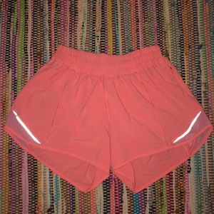 coral lululemon shorts